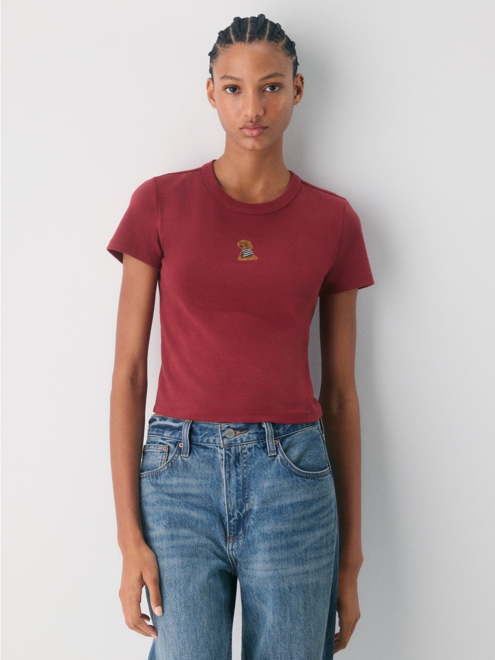 Aritzia Sunday Best BestHug™ Little Ribbed Icon Dog T-Shirt Red - Picture 2 of 5